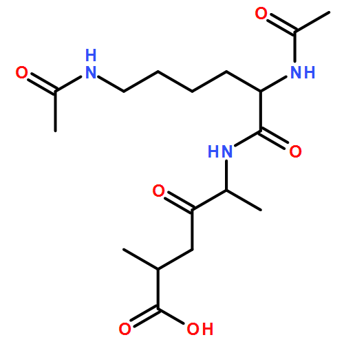 Hexanoic acid, 5-[[(2S)-2,6-bis(acetylamino)-1-oxohexyl]amino]-2-methyl-4-oxo-, (2S,5R)-