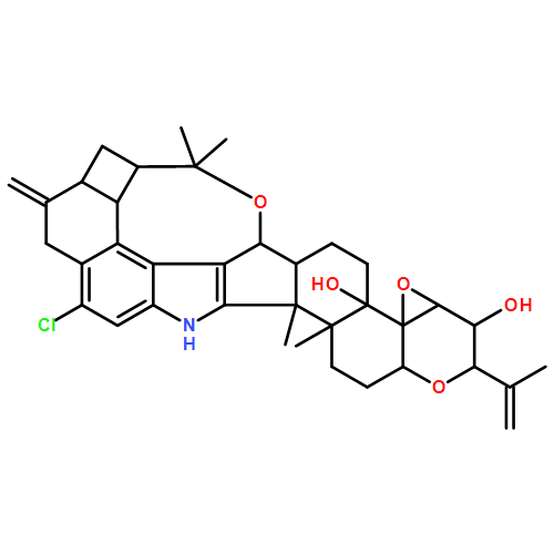 7,8-(Epoxymethano)-2H,6H-cyclobuta[5,6]benz[1,2-e]oxireno[4',4'a]-1-benzopyrano[5',6':6,7]indeno[1,2-b]indole-3,4b(5H)-diol, 12-chloro-
