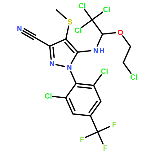 1H-Pyrazole-3-carbonitrile, 1-[2,6-dichloro-4-(trifluoromethyl)phenyl]-4-(methylthio)-5-[[2,2,2-trichloro-1-(2-chloroethoxy)ethyl]amino]-