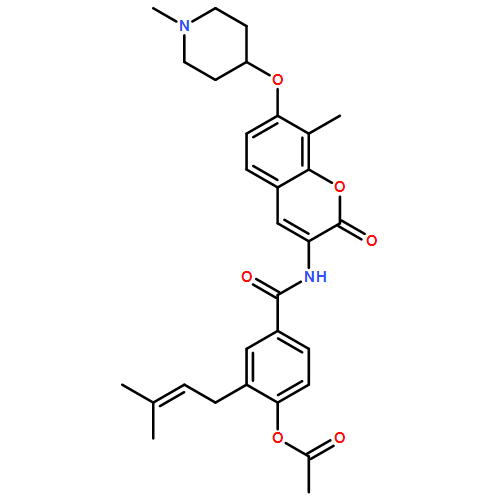Benzamide, 4-(acetyloxy)-3-(3-methyl-2-buten-1-yl)-N-[8-methyl-7-[(1-methyl-4-piperidinyl)oxy]-2-oxo-2H-1-benzopyran-3-yl]-