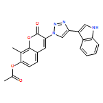 2H-1-Benzopyran-2-one, 7-(acetyloxy)-3-[4-(1H-indol-3-yl)-1H-1,2,3-triazol-1-yl]-8-methyl-