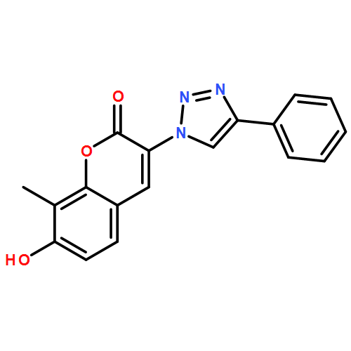 2H-1-Benzopyran-2-one, 7-hydroxy-8-methyl-3-(4-phenyl-1H-1,2,3-triazol-1-yl)-