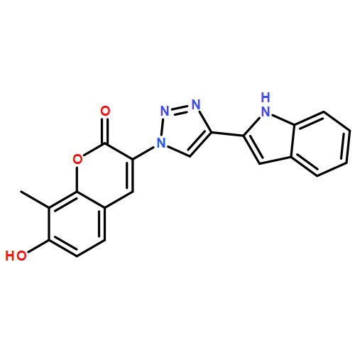 2H-1-Benzopyran-2-one, 7-hydroxy-3-[4-(1H-indol-2-yl)-1H-1,2,3-triazol-1-yl]-8-methyl-
