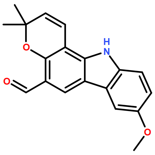 Pyrano[3,2-a]carbazole-5-carboxaldehyde, 3,11-dihydro-8-methoxy-3,3-dimethyl-