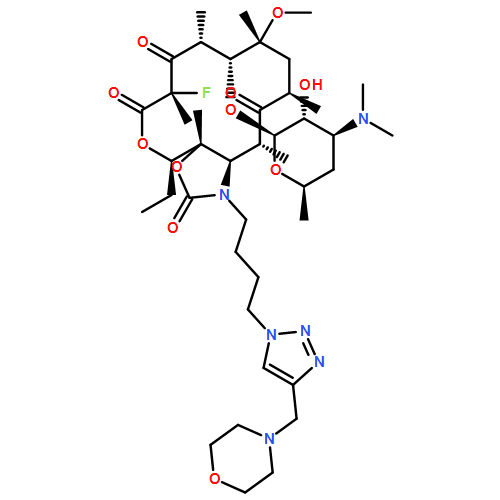 2H-Oxacyclotetradecino[4,3-d]oxazole-2,6,8,14(1H,7H,9H)-tetrone, 4-ethyl-7-fluorooctahydro-11-methoxy-3a,7,9,11,13,15-hexamethyl-1-[4-[4-(4-morpholinylmethyl)-1H-1,2,3-triazol-1-yl]butyl]-10-[[3,4,6-trideoxy-3-(dimethylamino)-β-D-xylo-hexopyranosyl]oxy]-, (3aS,4R,7S,9R,10R,11R,13R,15R,15aR)-