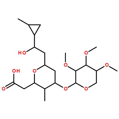 D-gulo-Nononic acid, 3,7-anhydro-2,4,6,8-tetradeoxy-4-methyl-9-C-[(1R,2R)-2-methylcyclopropyl]-5-O-(2,3,4-tri-O-methyl-β-D-xylopyranosyl)-, (9S)- 