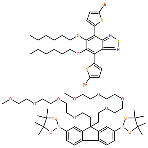 2,1,3-Benzothiadiazole, 4,7-bis(5-bromo-2-thienyl)-5,6-bis(hexyloxy)-, polymer with 2,2'-[9,9-bis(3,6,9,12-tetraoxatridec-1-yl)-9H-fluorene-2,7-diyl]bis[4,4,5,5-tetramethyl-1,3,2-dioxaborolane]