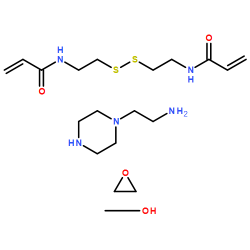 2-Propenamide, N,N'-(dithiodi-2,1-ethanediyl)bis-, polymer with oxirane and 1-piperazineethanamine, methyl ether, graft